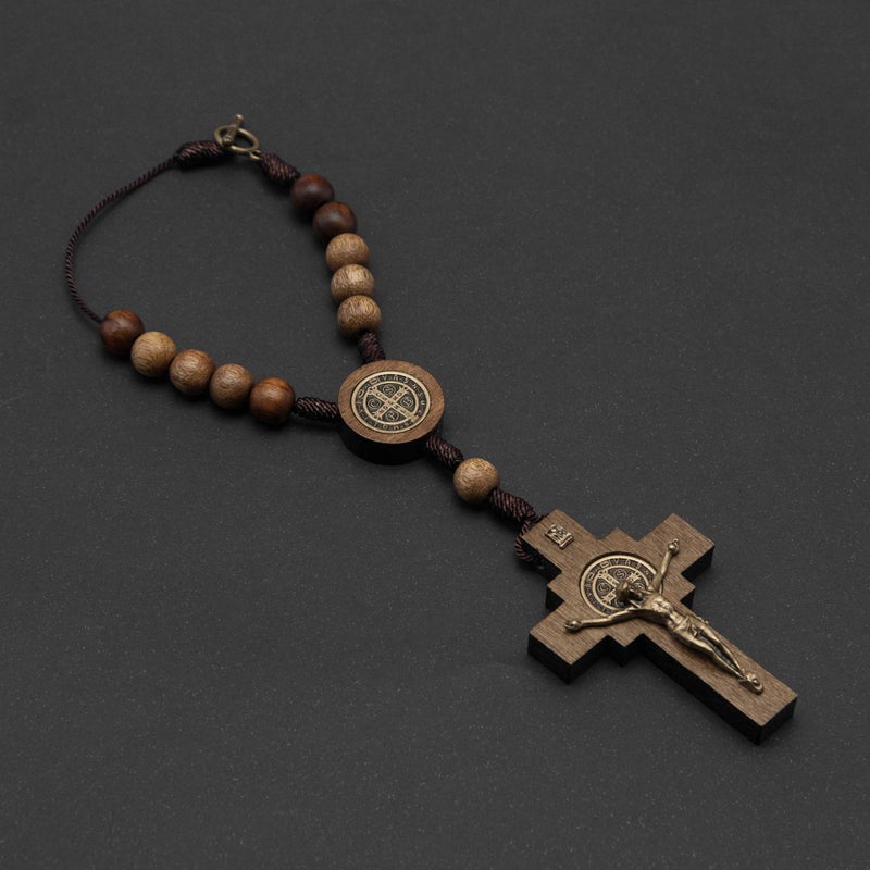 Intercession Car Rearview Mirror Rosary (St Benedict) - Image 3